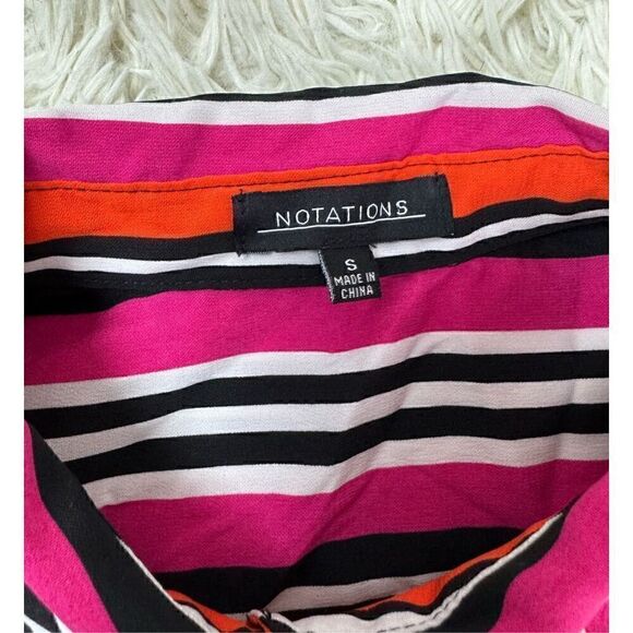 Orange, black, pink, and white striped long sleeve vintage blouse by Notations s - Picture 3 of 6